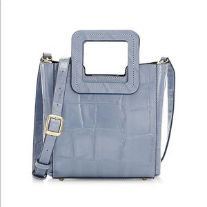 STAUD mini Shirley in croc embossed light blue